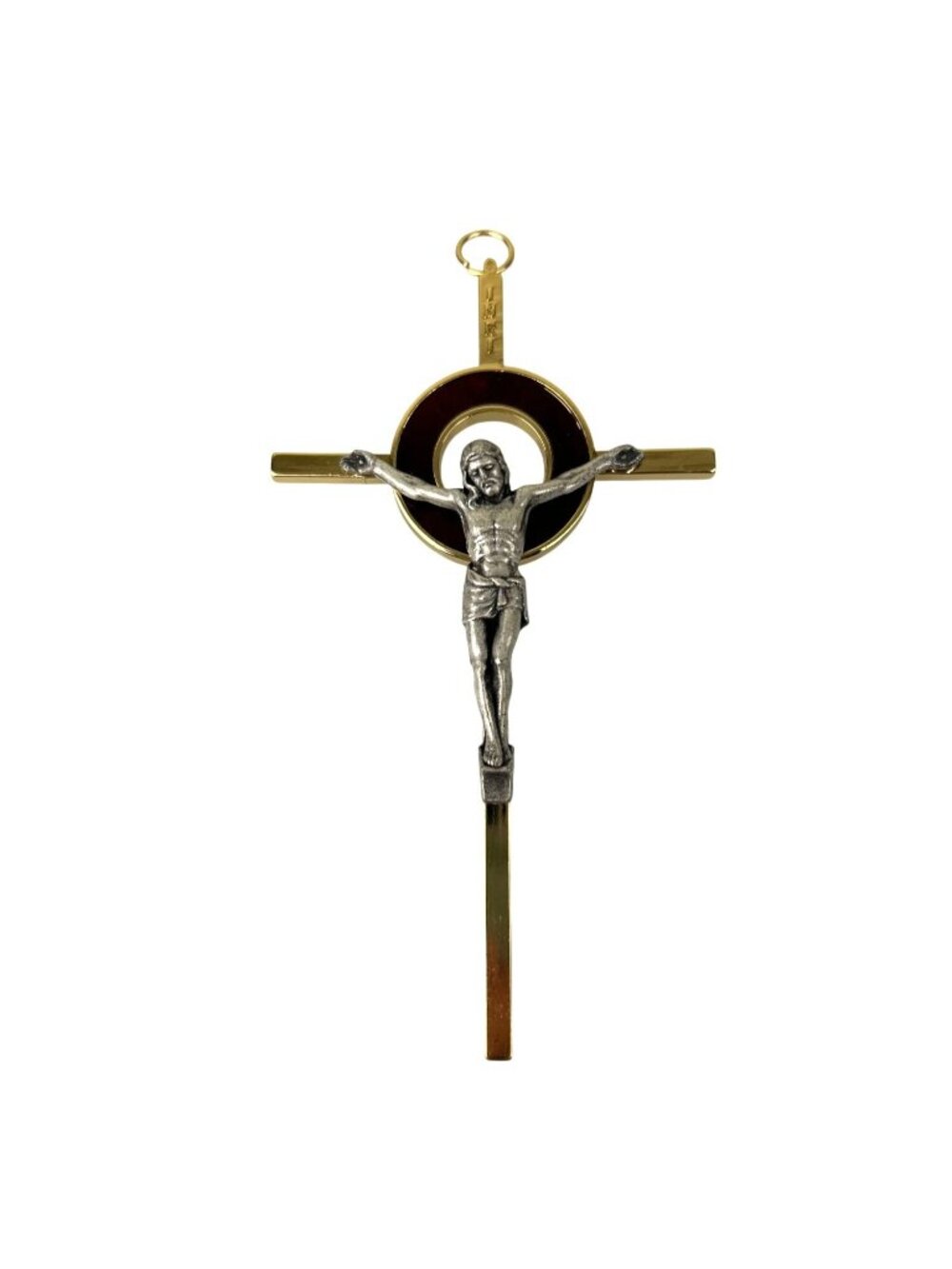 Vintage Italy Cross Crucifix Gold-Tone Salerini Pendant Ornament INRI 5" Gift
